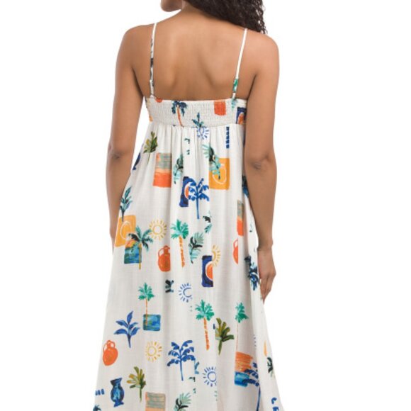 LABEL OF LOVE Mariposa Linen Blend Midi Cover-up Dress | Multi | Size M - Picture 2 of 3